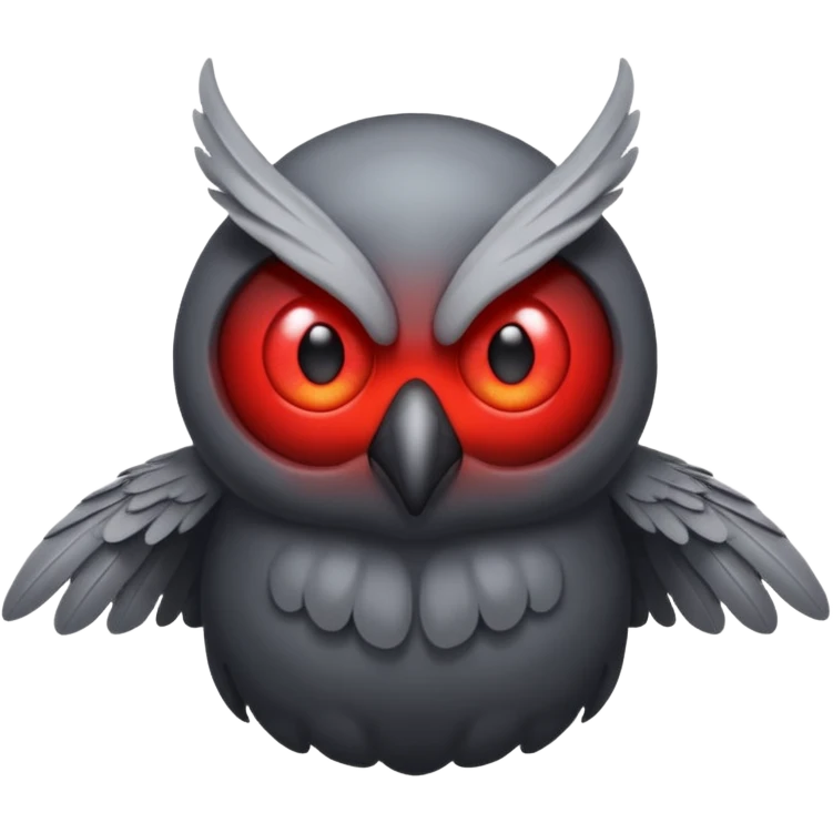 Create a scary emoji of the mothman with bright red eyes and as depicted in the legend emoji