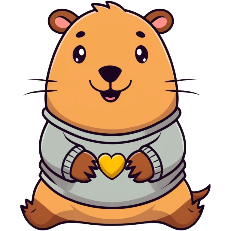capybara smiling wearing a light grey sweater emoji