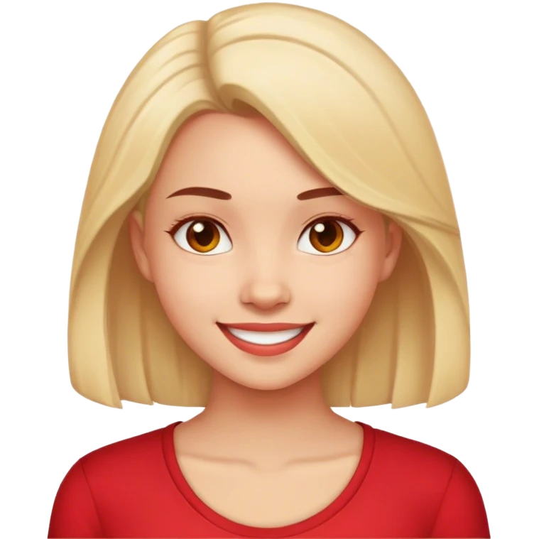girl in red shirt portrait nice smile emoji