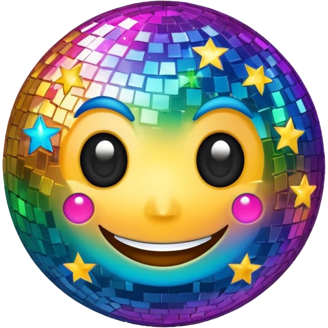 Smiling glitter ball with stars as eyes emoji