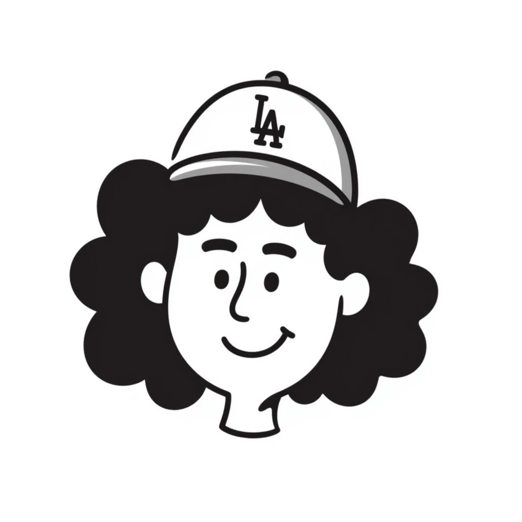 hand-drawn Mexican person in LA Dodgers hat emoji