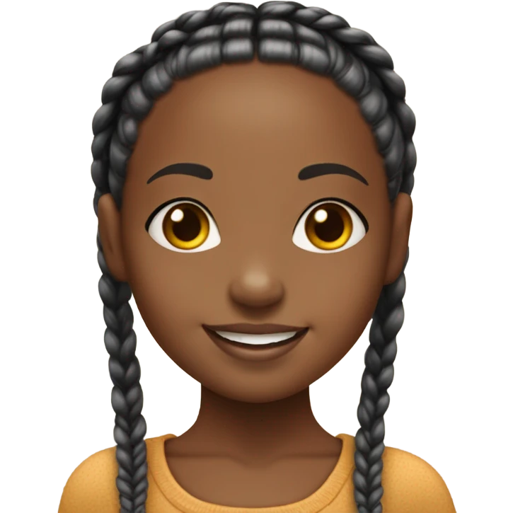 Little African American girl smiling with box braids emoji
