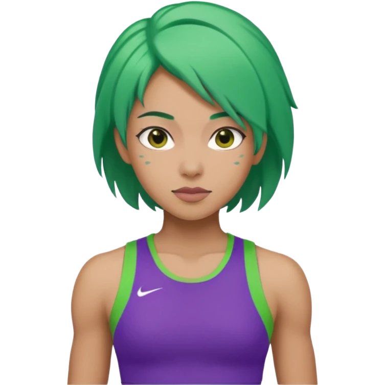 female, green haired, purple clothesathlette emoji