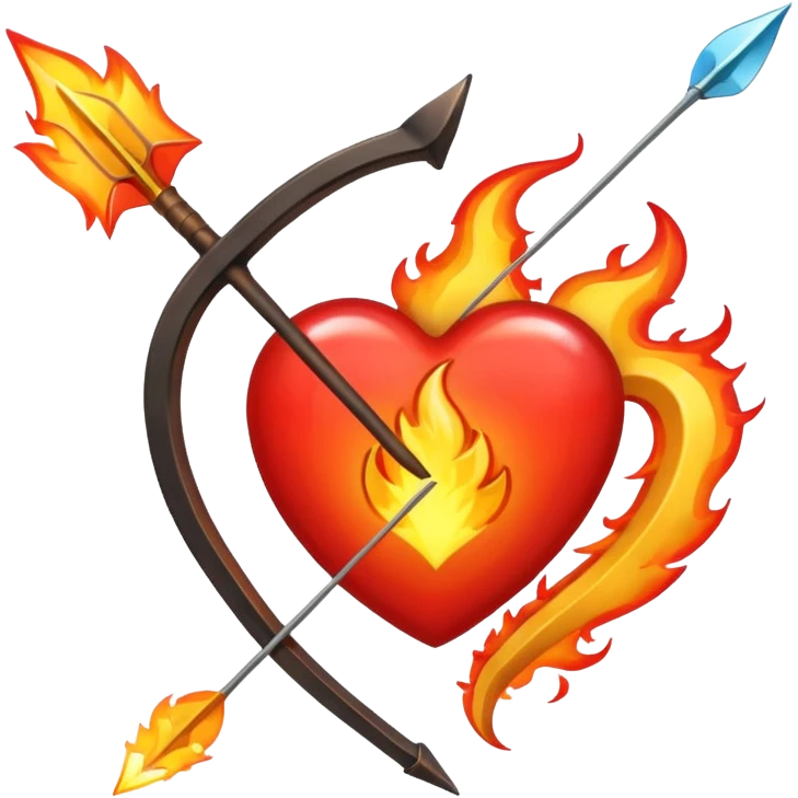 bow and arrow going through fire heart emoji