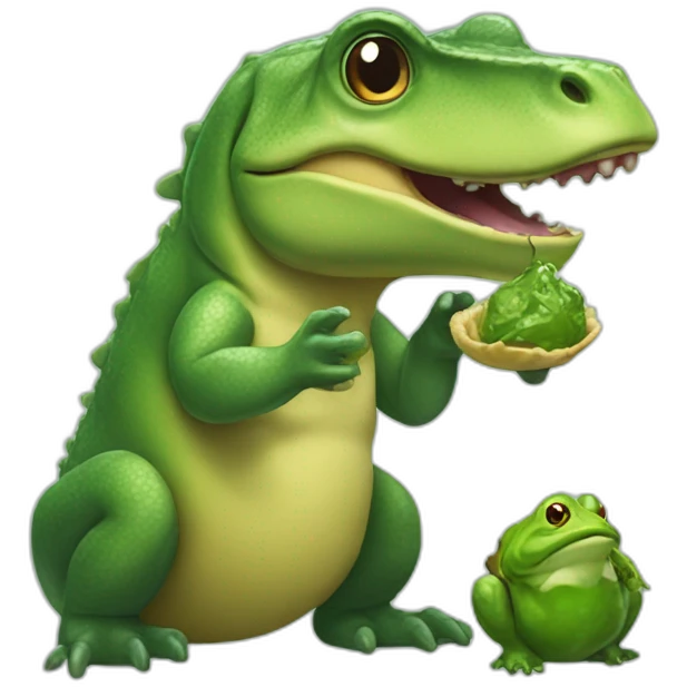 Dinausor eating a frog emoji