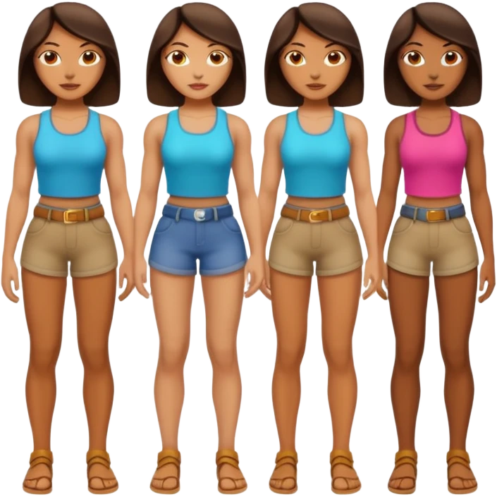macho girl, different ones, full body emoji