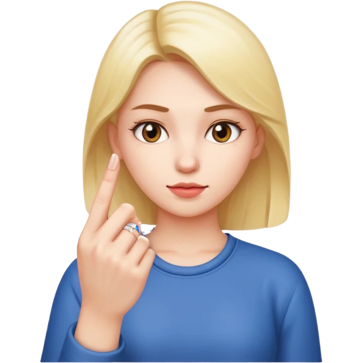 A girl using her middle finger emoji