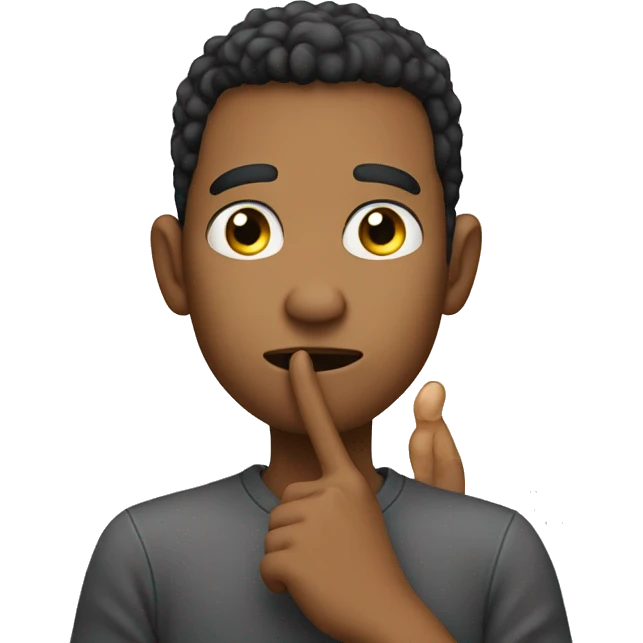 a young man guessing what it is with his one finger on his chin emoji