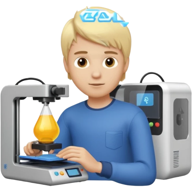Boy with blonde hair using 3D Printer emoji