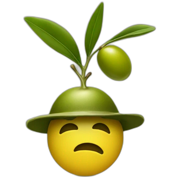 an olive with an olive hat on head emoji