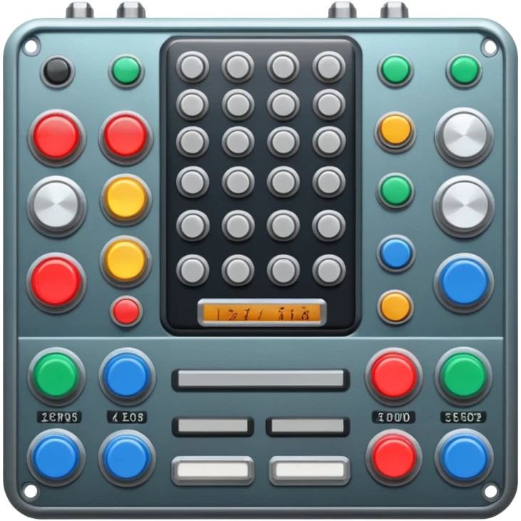 A huge sci-fi control board with buttons, sliders, meters, knobs. emoji