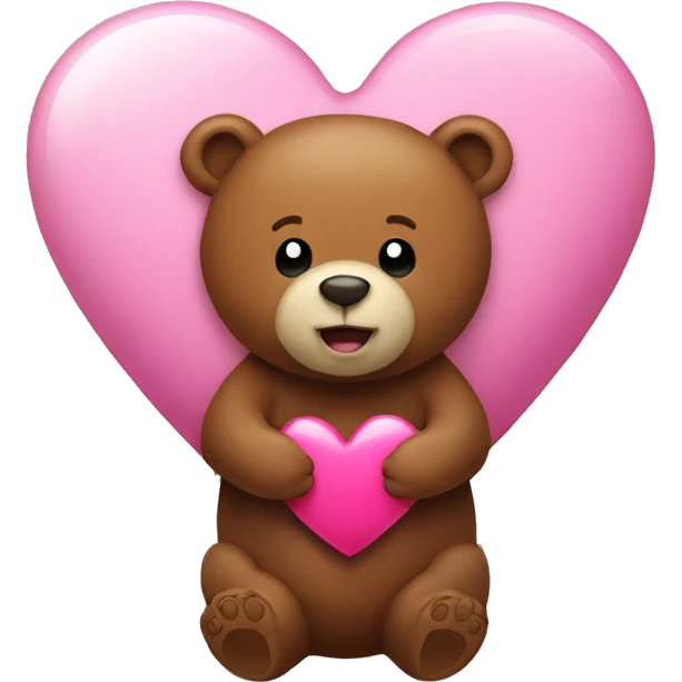 Brown bear holding a pink heart  emoji