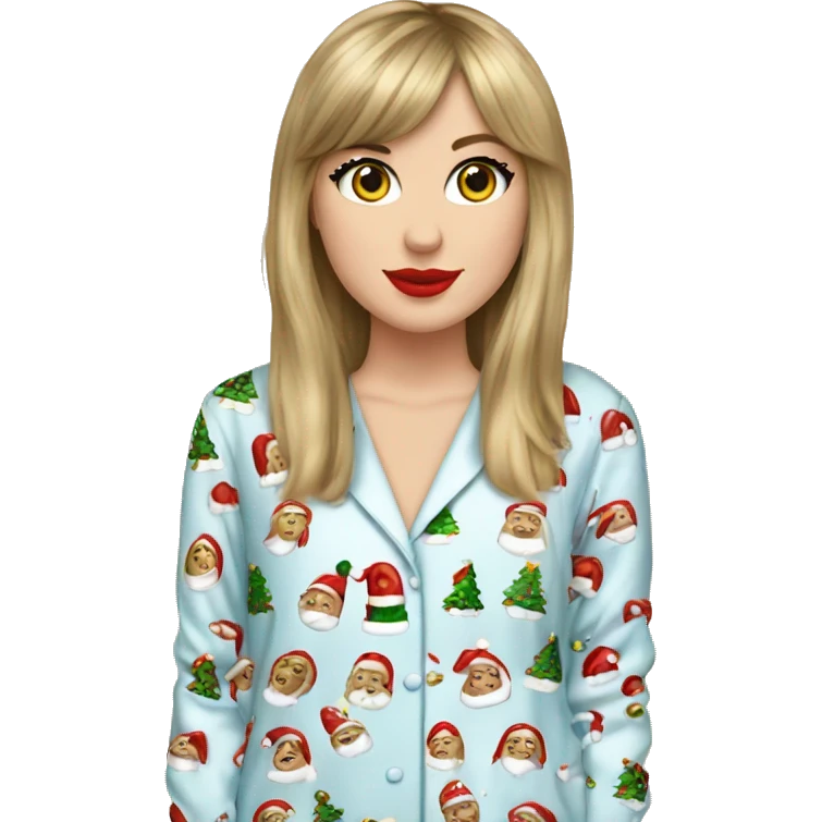 Taylor swift wearing Christmas pyjama emoji