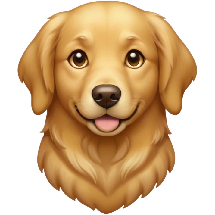 Cinematic Noble Golden Retriever Portrait Emoji, Poised and regal, with a strong, athletic build and a lustrous, well-groomed golden coat, deep-set soulful brown eyes, Simplified yet sharp and sophisticated features, highly detailed, glowing with a soft, dignified glow, high shine, intelligent and friendly, stylized with an air of warmth, focused and attentive, soft glowing outline, capturing the essence of a watchful and confident companion, so majestic it feels as though it could bound out of the screen with effortless authority! emoji