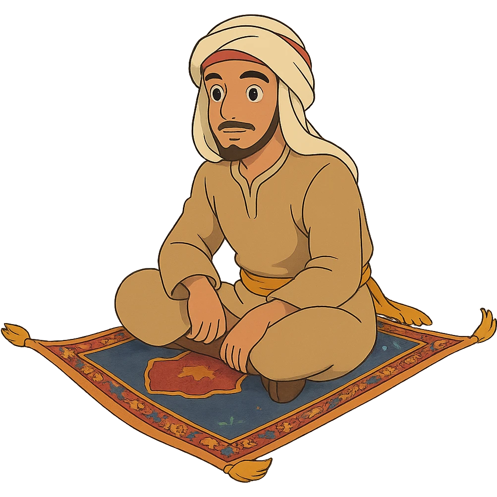 personnage arabe sur un tapis volant emoji