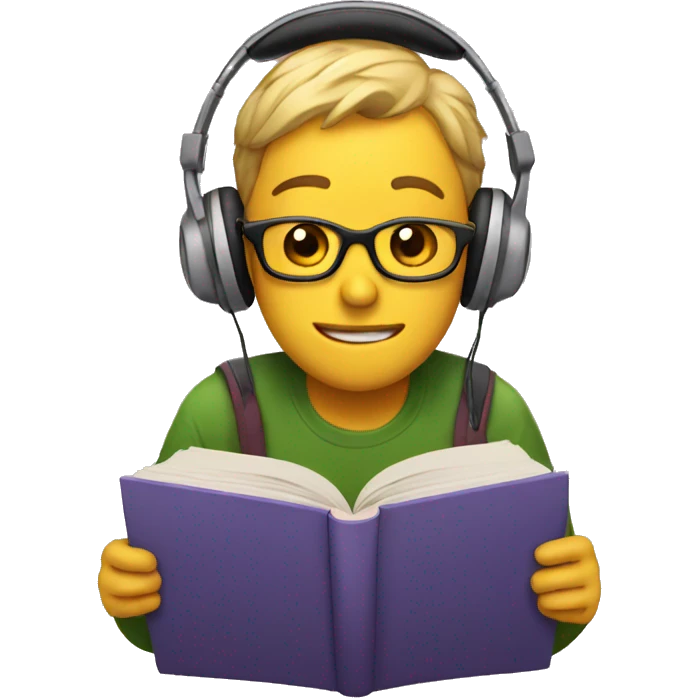 emoji listening to a book with headphones emoji