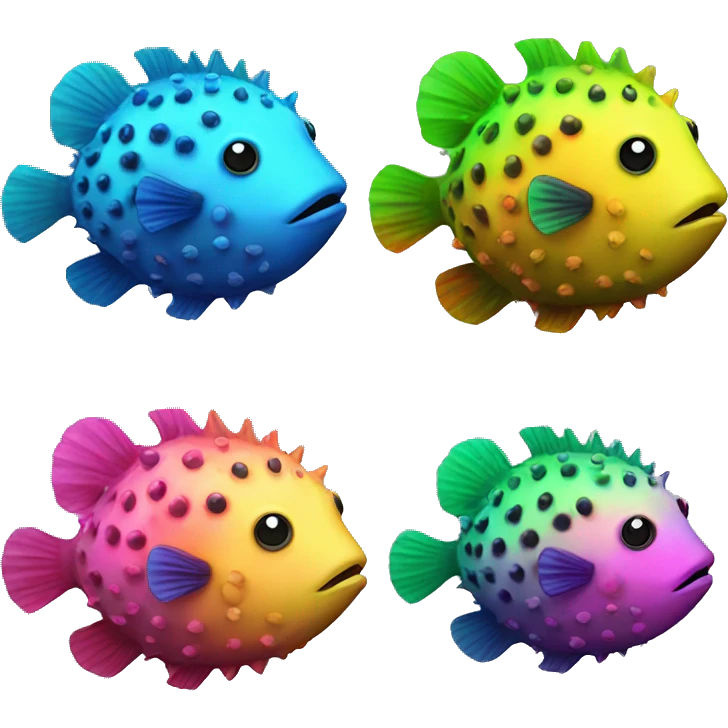 Neon rainbow pufferfish  emoji