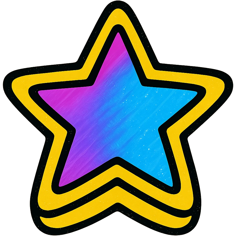 a clean and modern 5-pointed star with a smooth gradient from purple to cyan (rgb(0, 255, 255)) emoji