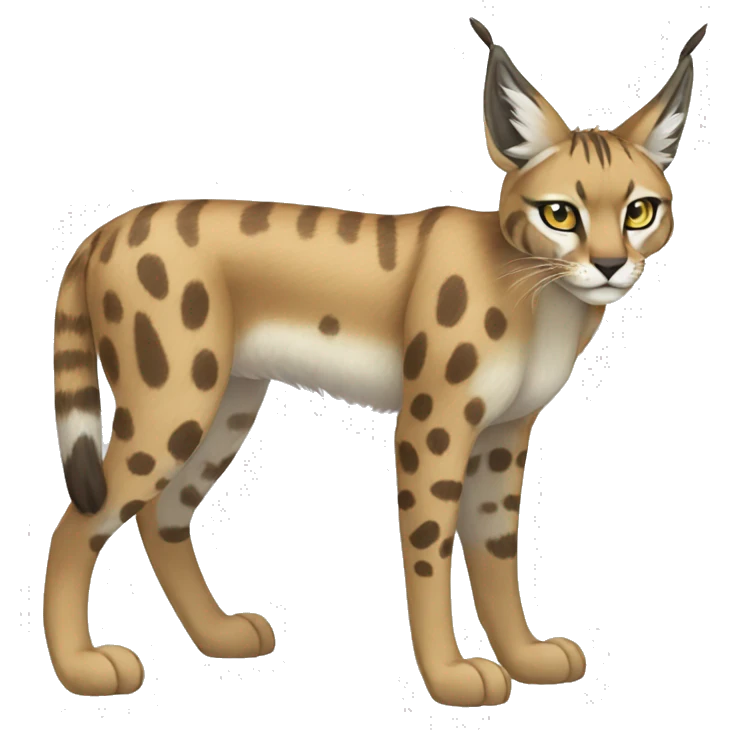 Striped and spotted Lynx-Caracal-Fakemon-hybrid full body emoji