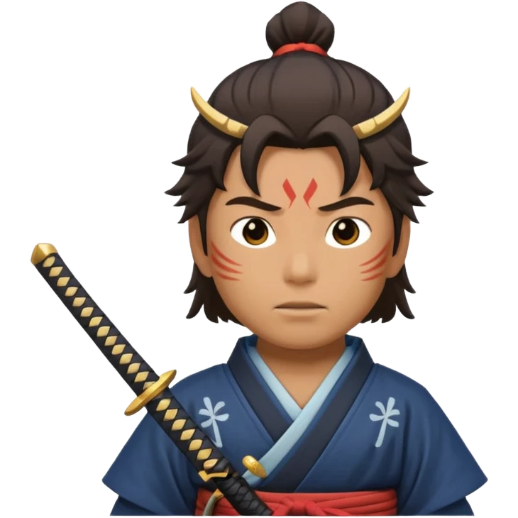 Samouraï with sword and shadow look to the sky  emoji