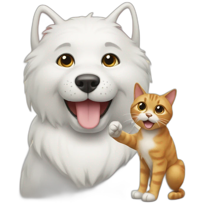 cat saying hi to dog emoji