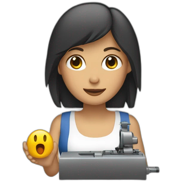 une femme qui a une machine sur sa main emoji