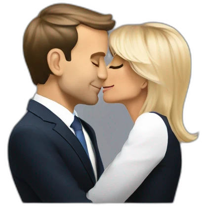 Emmanuel Macron kissing Brigitte macron emoji