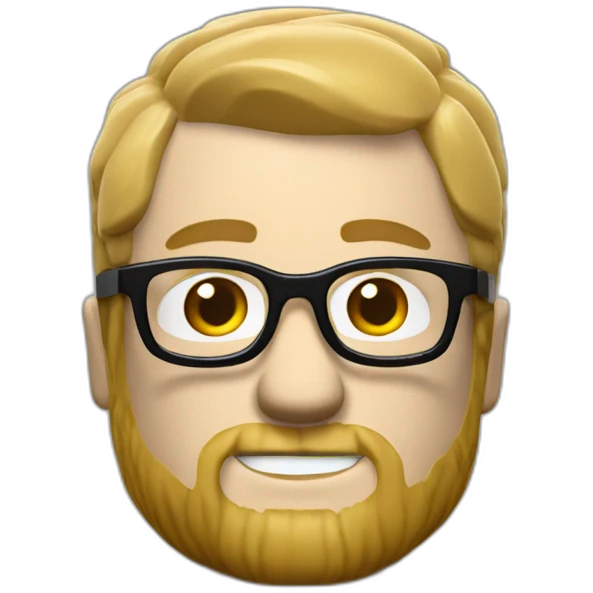WHITE Lego MAN with shaved hair, beard and glasses emoji