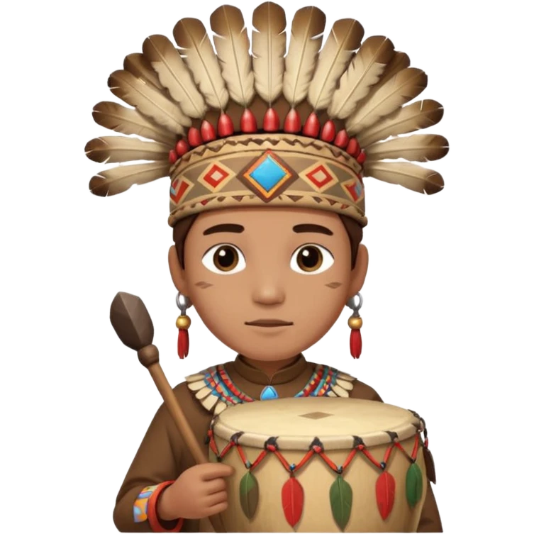 A young chief apprentice wearing a small headdress, gripping a ceremonial drum.
 emoji