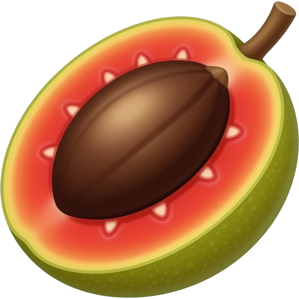create a mamey sapote with a darck beown seed and red pulp emoji