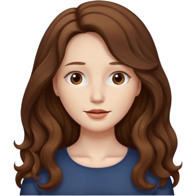 a woman with brown wavy long hair, doesnt have a face, no eyes or lips emoji