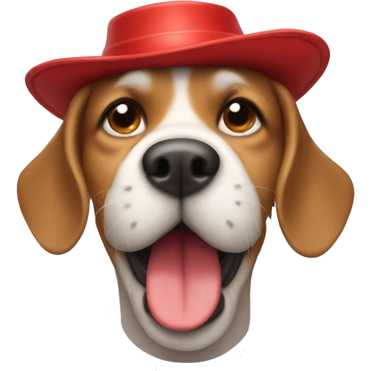Dog wearing a huge red hat  emoji
