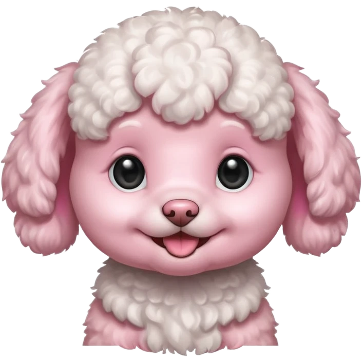 smile, baby white toy Poodle,only face  emoji