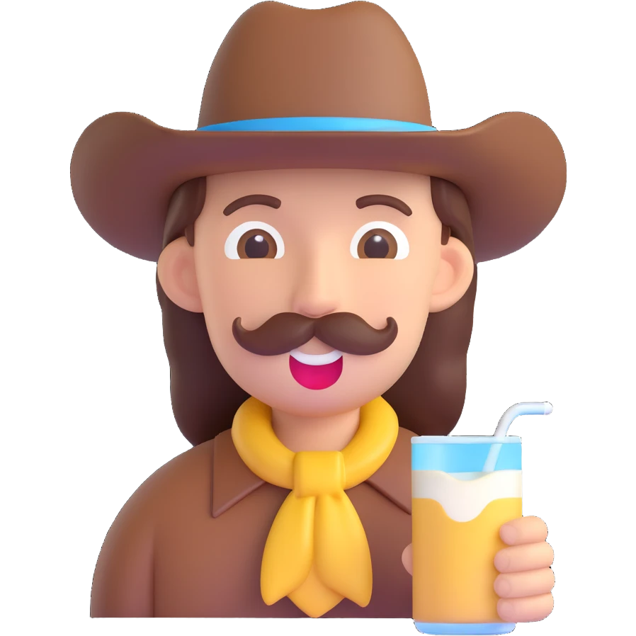 cowboy with a milk mustache emoji emoji