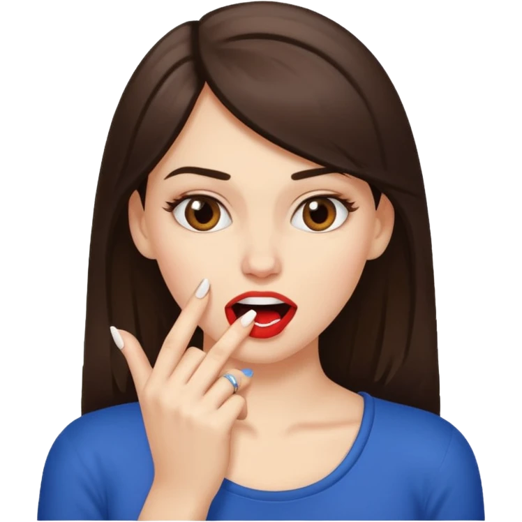 Une fille brune et blanche qui se mord un ongle comme si elle draguait qqn emoji