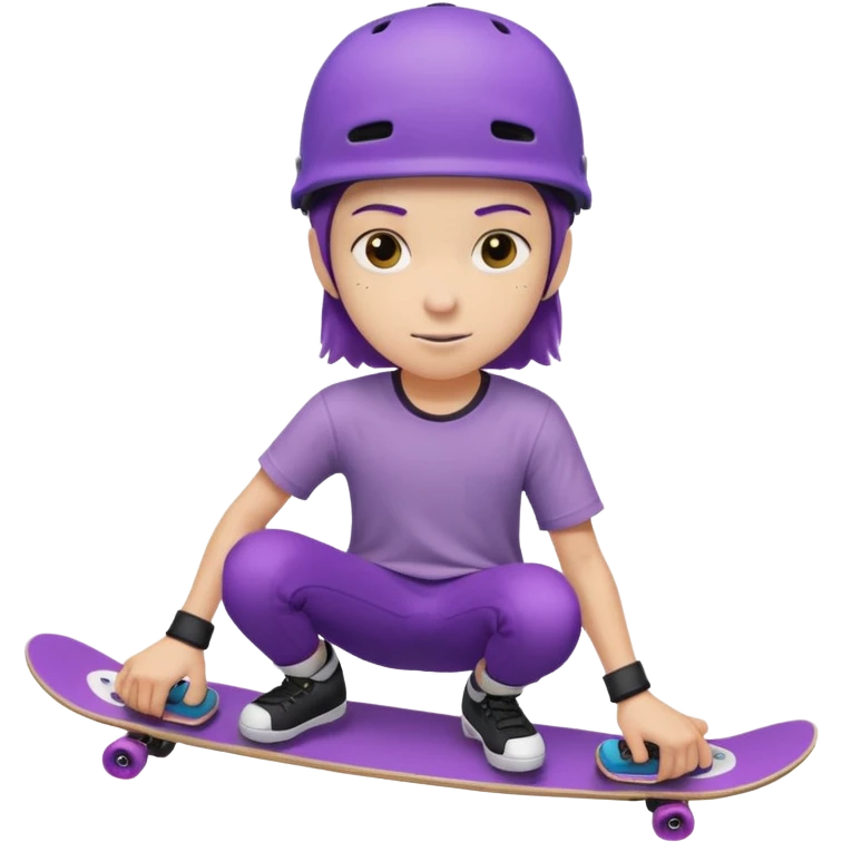 skater with skateboard and purple helmet emoji