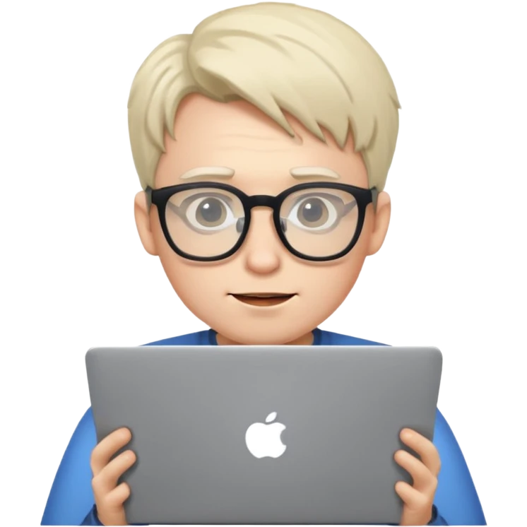 nerdy guy at a laptop with glasses emoji