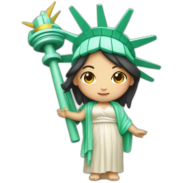 cute asian skinned girl statue of liberty emoji