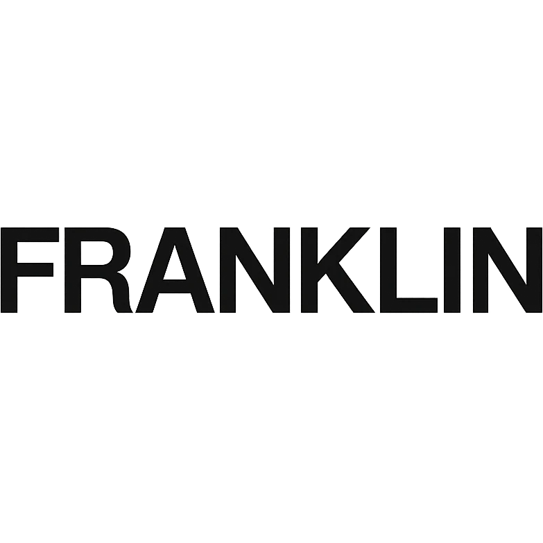 word mark of 'FRANKLIN' in all uppercase, Helvetica-style startup font, minimalist, pure black emoji
