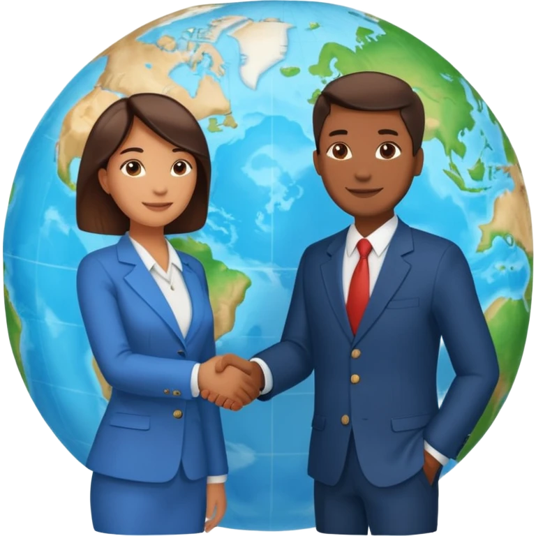 Shake hands and a globe showing negotiation of climate change with accurate image showing environment not just 2 person in a pic emoji