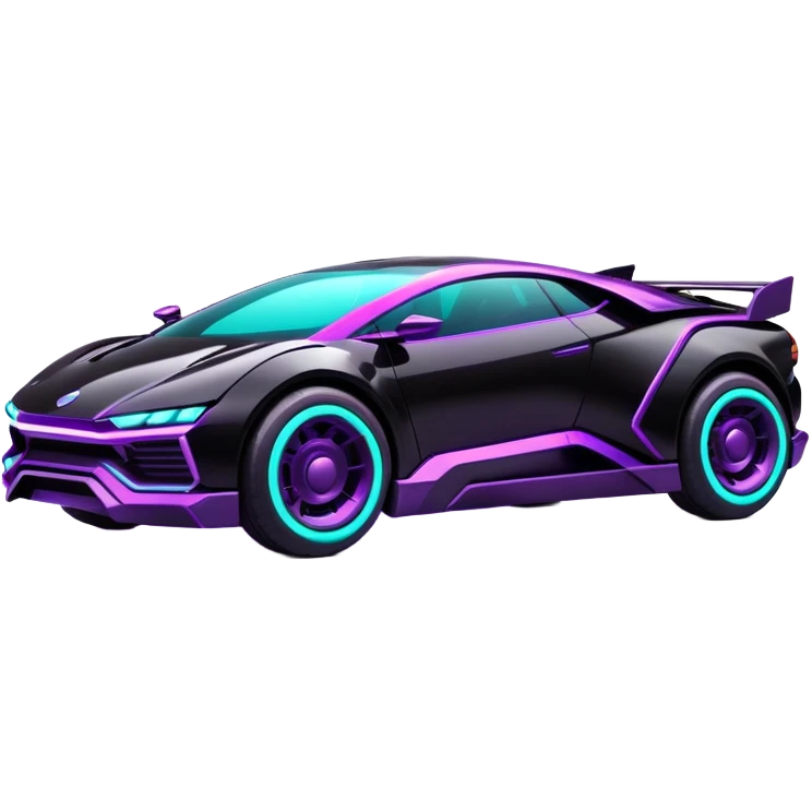 futuristic black and purple and cyan cyberpunk car emoji