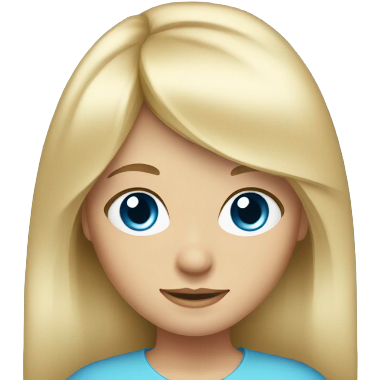 blonde girl with long hair and bangs with blue eyes  emoji