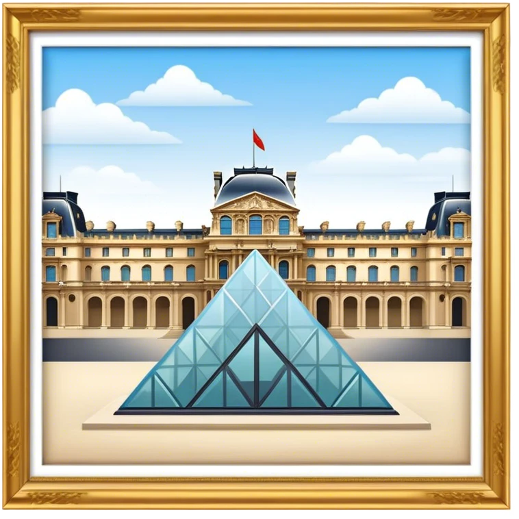 Louvre Museum Landmark Emoji – Showing the glass pyramid entrance with the historic palace in the background. emoji
