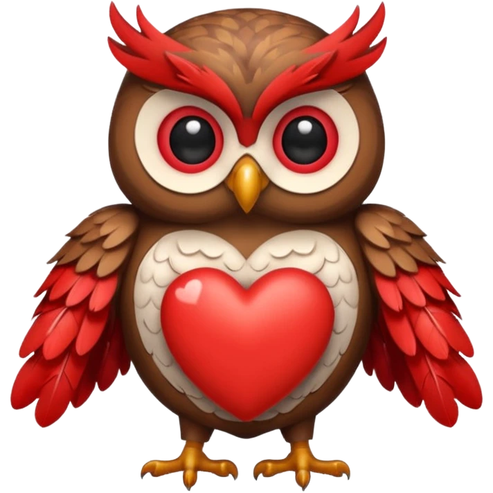 Owl holding hearts emoji