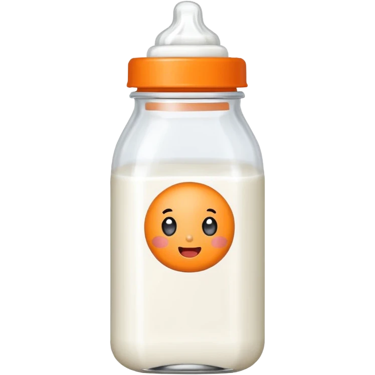 pixel art baby bottle containing milk with orange lid emoji