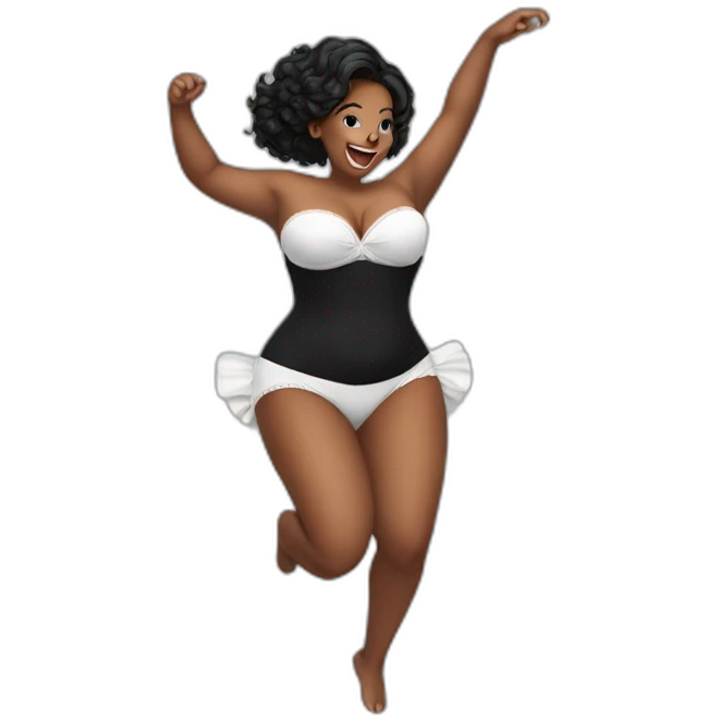 curvy beauties jumping white small knickers black dress emoji