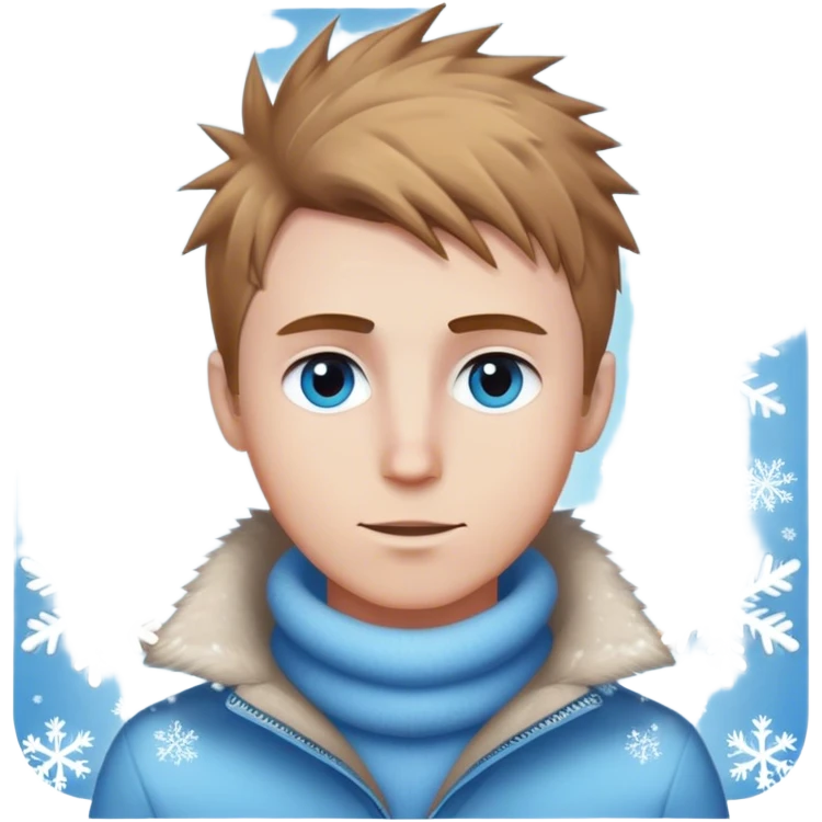Medieval winter outfit worn by a DnD themed fantasy male character. Heavy cobalt blue wool tunic with snow leopard fur lining, secured by polished bone toggles and a wide leather belt with brass studs. Clothes only above the waist, full waist coverage. The character has no arms. Character is white-skinned with platinum blonde hair, winter-sky blue eyes, and short spiky hair touched by snowflakes.Medieval winter outfit worn by a DnD themed fantasy male character. Heavy charcoal wool tunic with arctic wolf fur lining, adorned with intricate iron clasps and a thick leather belt with celtic knotwork. Clothes only above the waist, full waist coverage. The character has no arms. Character is white-skinned with light brown hair, gray-green eyes, and short wavy hair dusted with winter's touch. emoji