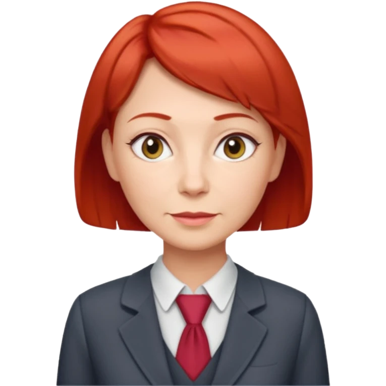 accountant older with red short hair without glasses, modern clothes, girly emoji
