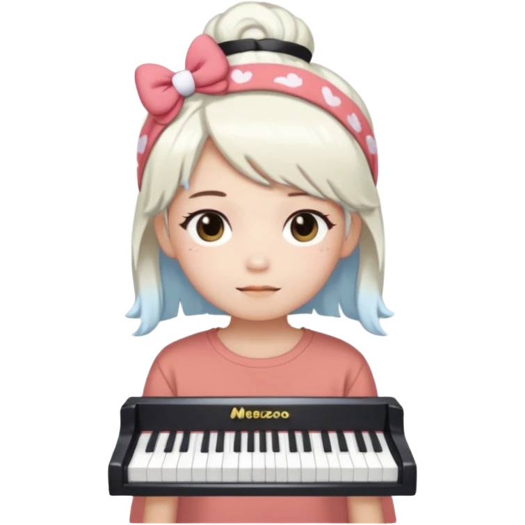Cutecore white dyed hair sanrio cinnamon roll headband mezzo piano shirt emoji