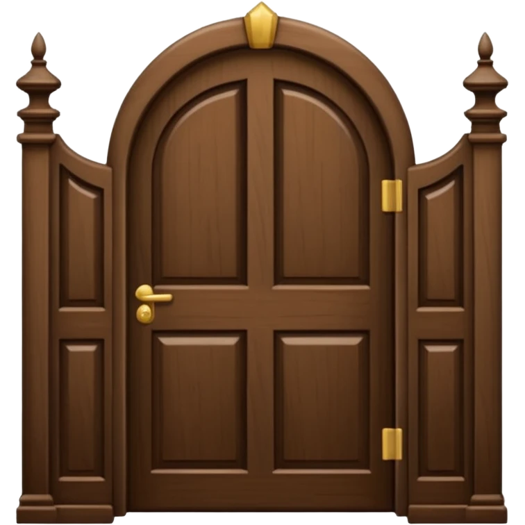 porta única de madeira arredondada no topo, sem rosto, elegante emoji